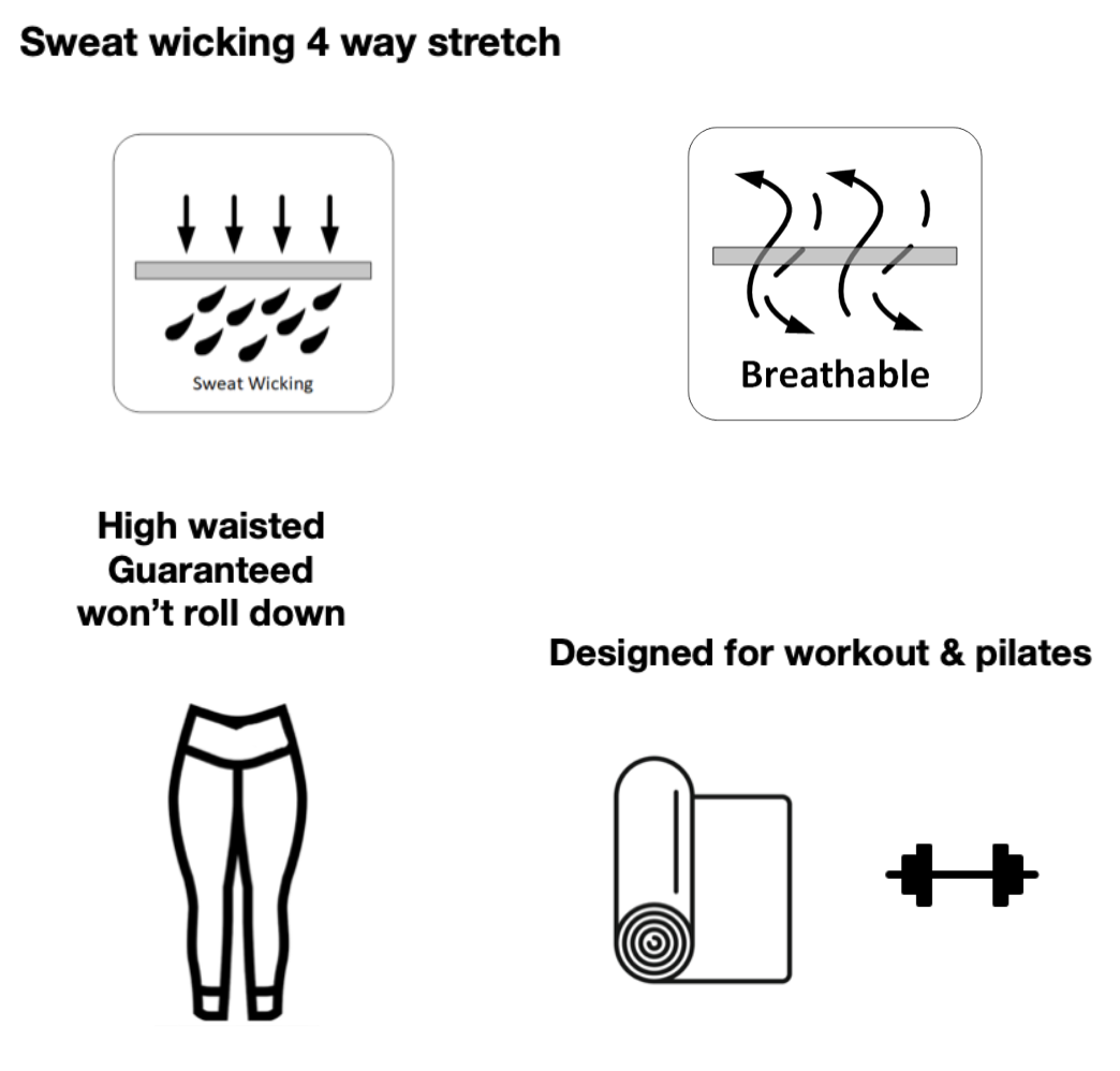 Classy stretchy Track pants features shown as icons